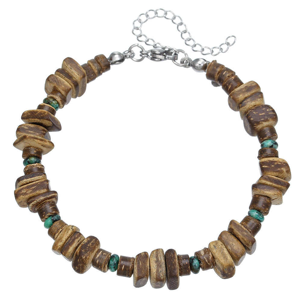 Wholesale simple turquoise wooden bead bracelet